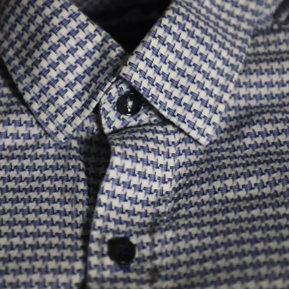 Robert Graham Button Up Shirt Mens M Blue/White Houndstooth Spread Collar Cotton - Picture 5 of 9